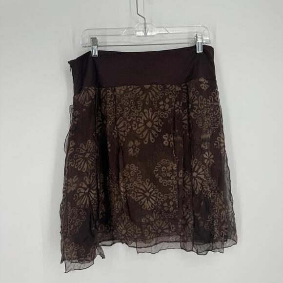 Vintage 90s y2k skirt brown mesh silk forest goblin grunge party fall festival - Picture 4 of 7